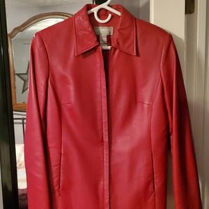 Red leather ladies jacket